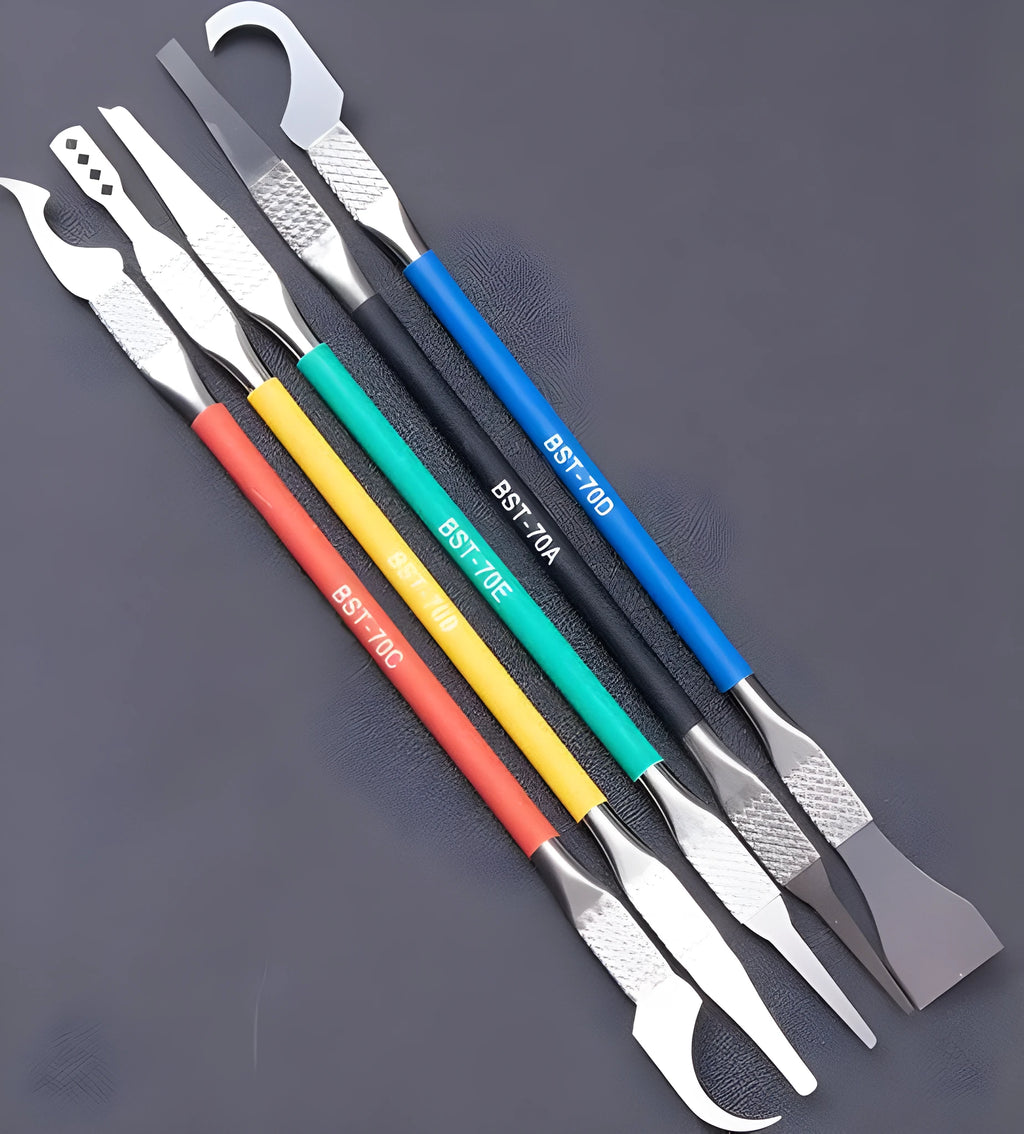 Five-piece stainless steel tool knife set for plastic disassembly with 0.07mm blades