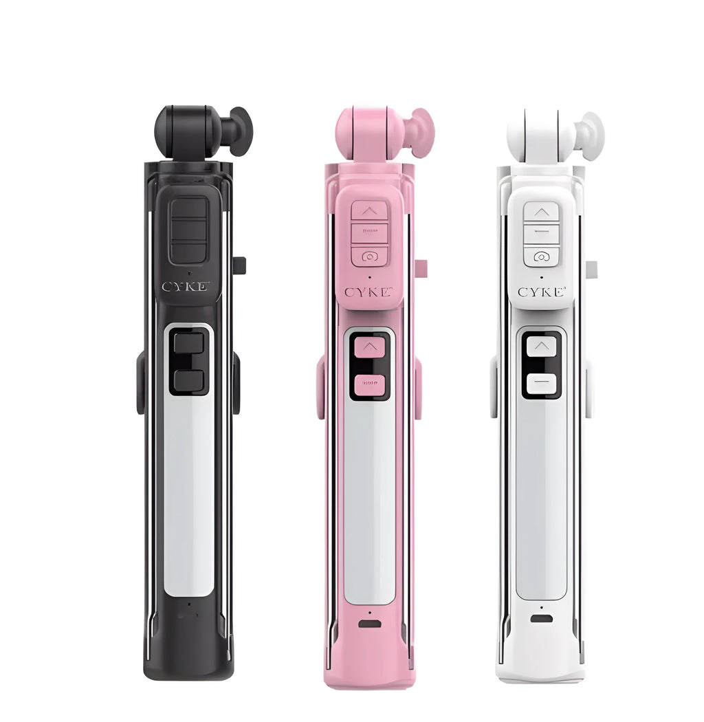 Pocket Video Studio all-in-one kit with ring light and smartphone holder in black, white, and pink colour options