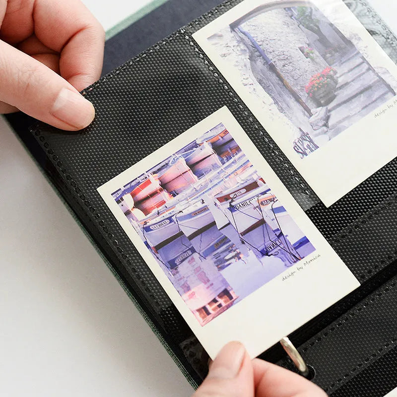 Cotton and linen loose-leaf pocket photo album for 3-inch and 5-inch prints with PP cover, beige colour