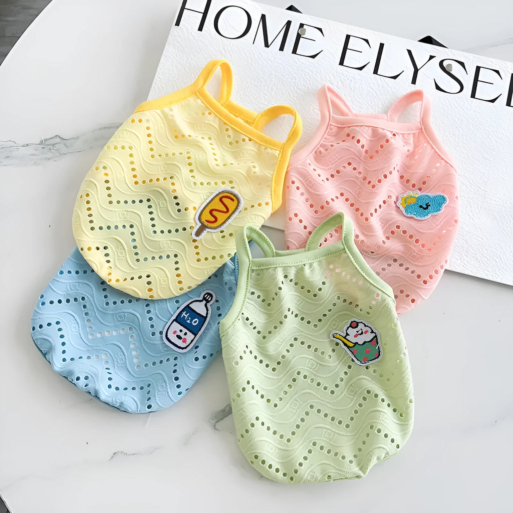 Polyester mesh pet vest with breathable straps in simple camisole design