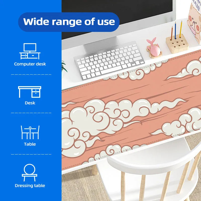 Large Japanese-style minimalist desk mat with non-slip rubber base on a wooden desk.