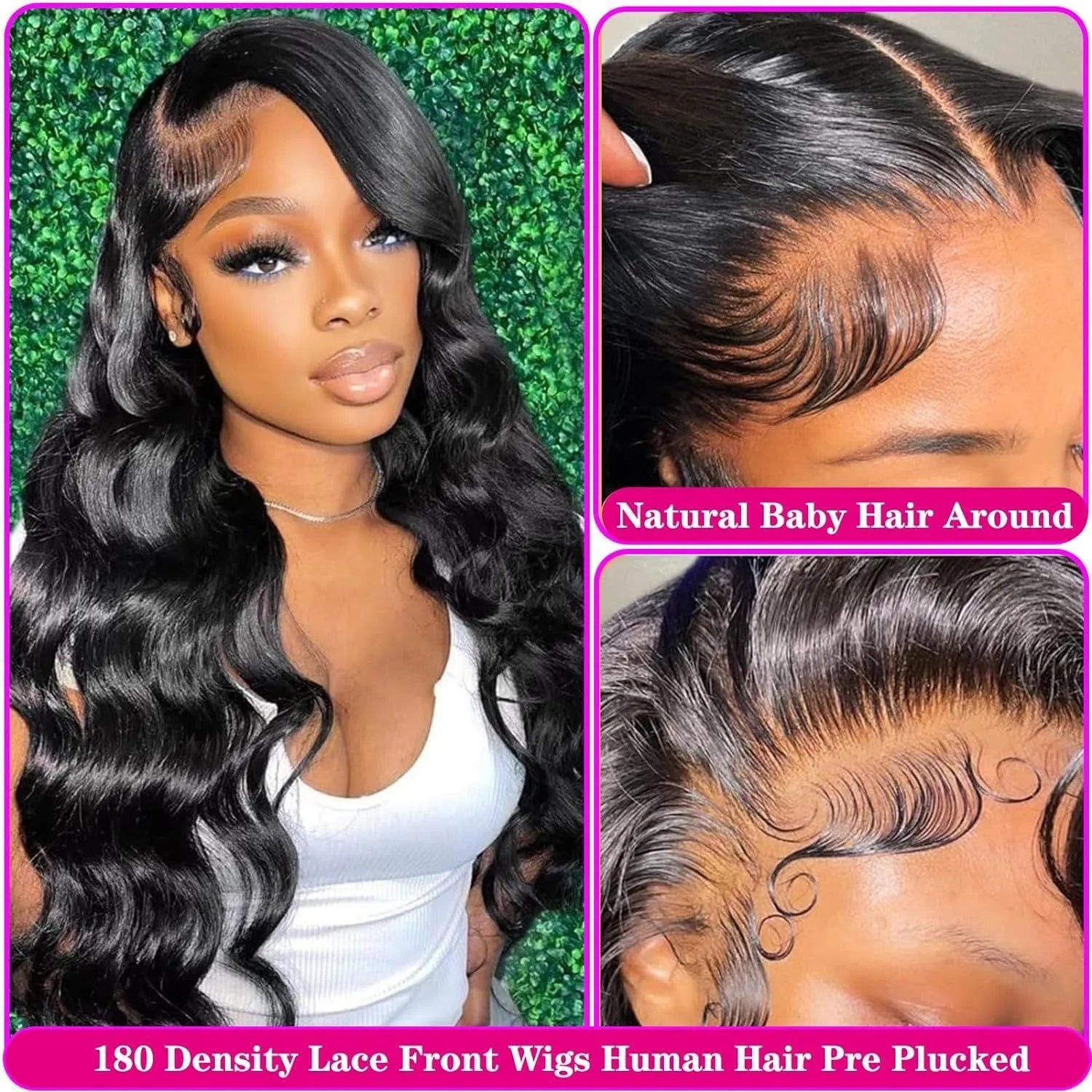Black synthetic wig with medium-long curly waves, 22 inches length, full head coverage
