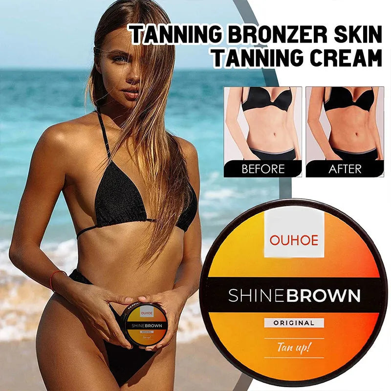 Box containing a tube of tanning cream and a tube of aloe vera gel for after sun care