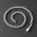 Men's titanium steel chain necklace with hemp flower links and antique silver finish
