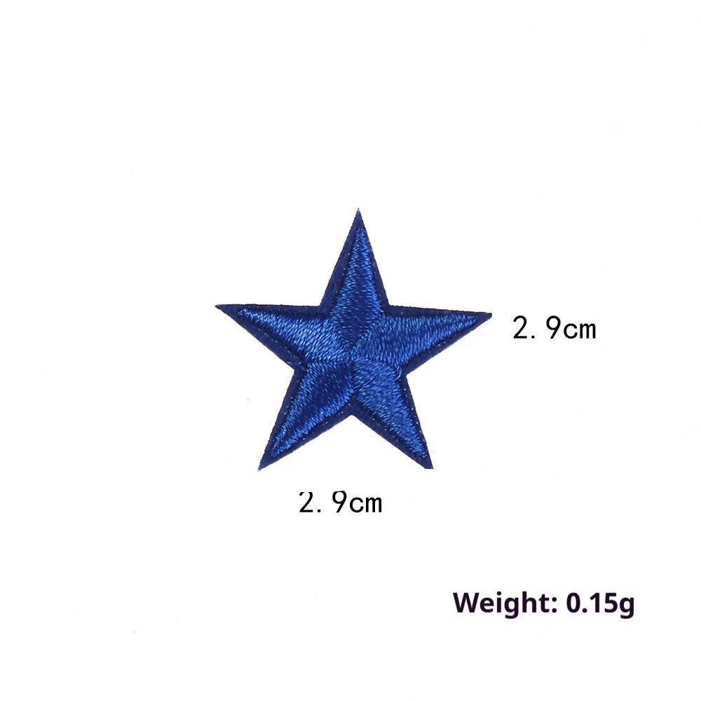 Five-pointed star embroidery label cloth stickers in assorted colours for clothing decoration