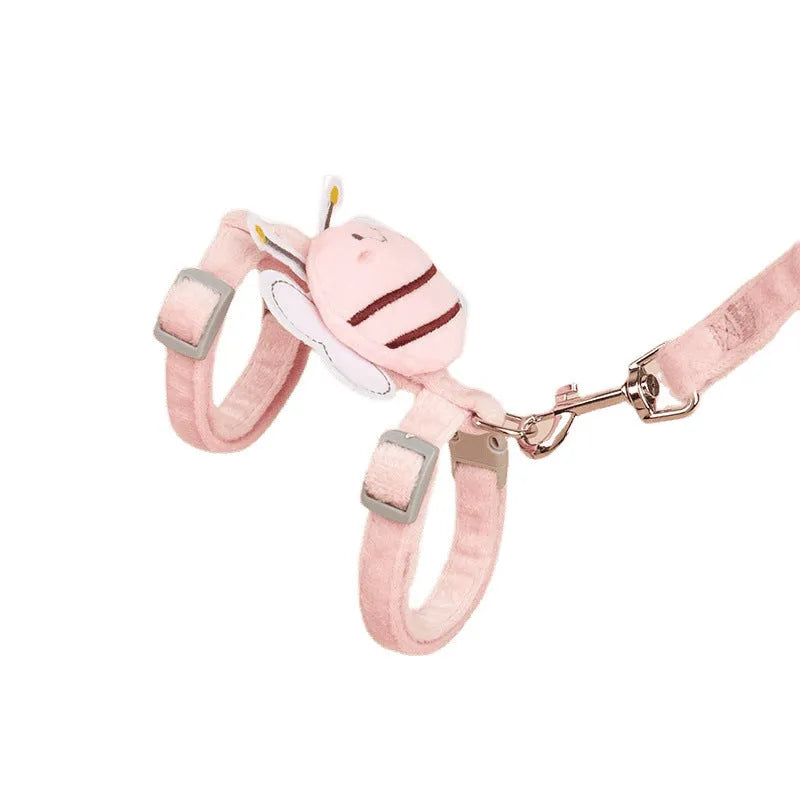 Bee-shaped adjustable cat leash in polyester material with multiple colour options