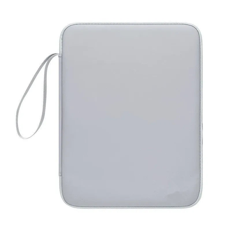 Imitation leather tablet protective case in light grey, shown fitting a 10.9-inch tablet.