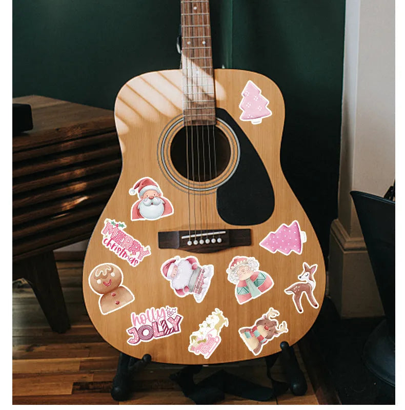 50 Christmas decoration stickers waterproof cute style for car phone laptop guitar 4-8cm