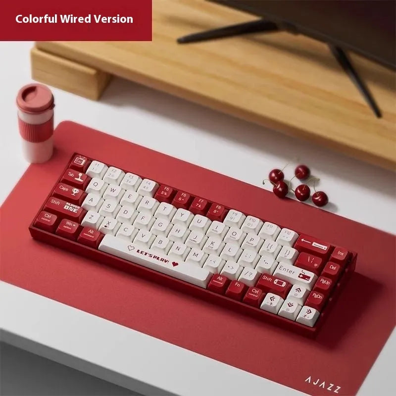 AJAZZ AK680 mechanical gaming keyboard with red and white colour design and hot-swappable switches