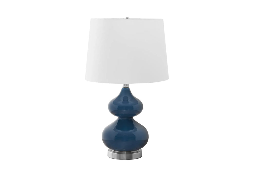 Blue crystal glass desk lamp with cloth lampshade for children's room, 64cm tall