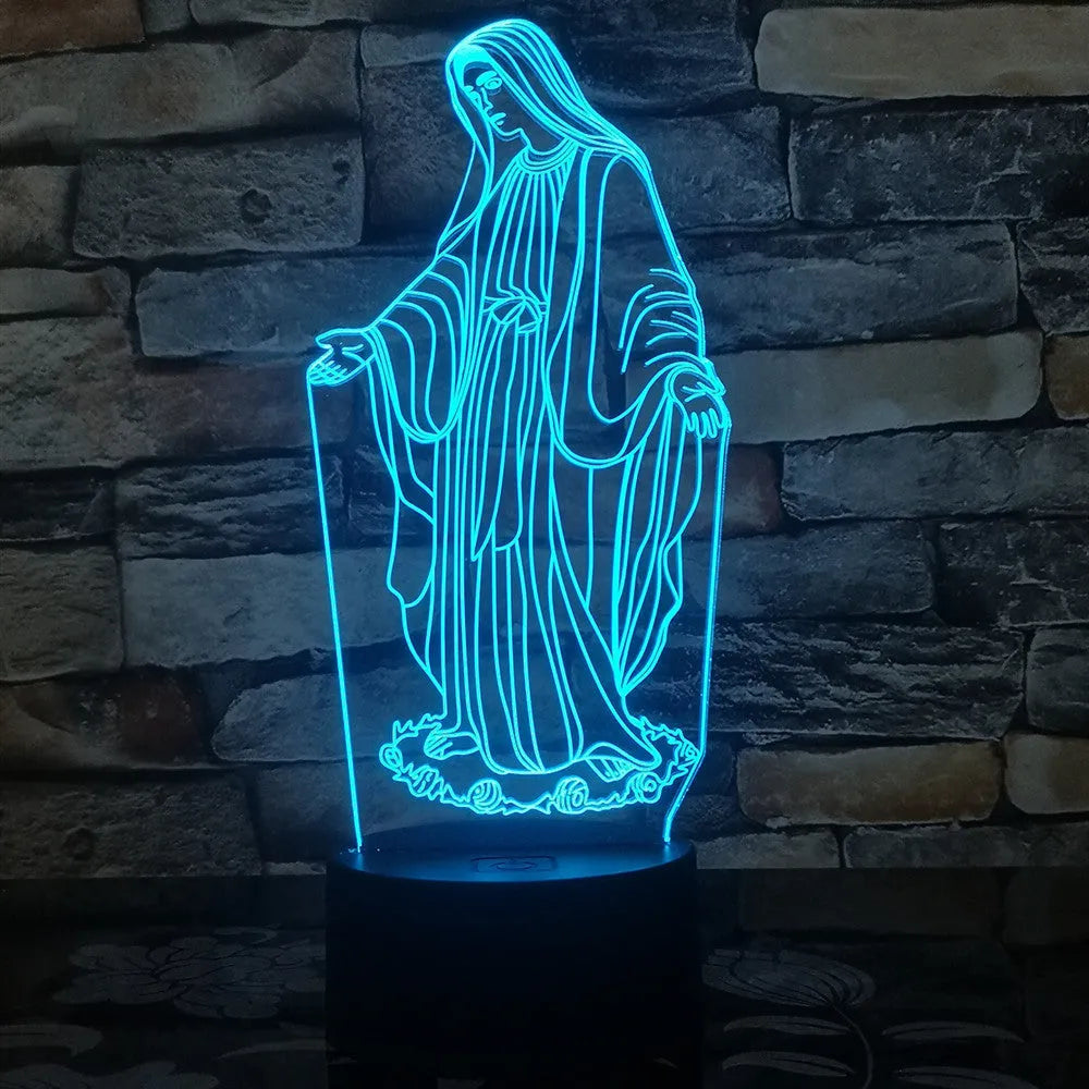 3D stereoscopic dual-ring LED night light with colour changing effects on an ABS base.