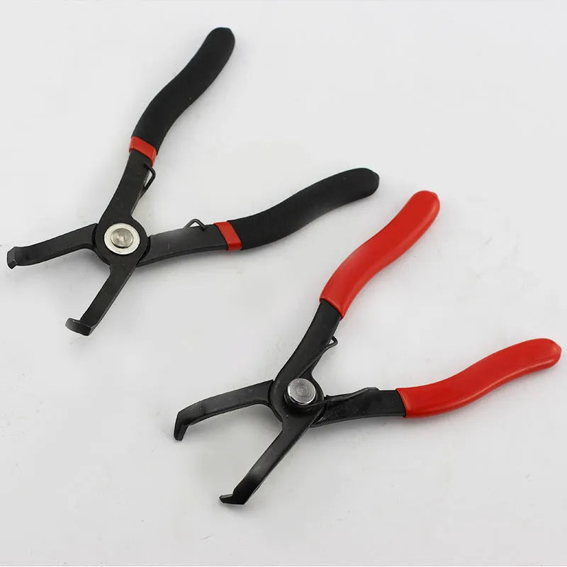 Red interior round nail removal pliers for automotive door panels with PVC handles