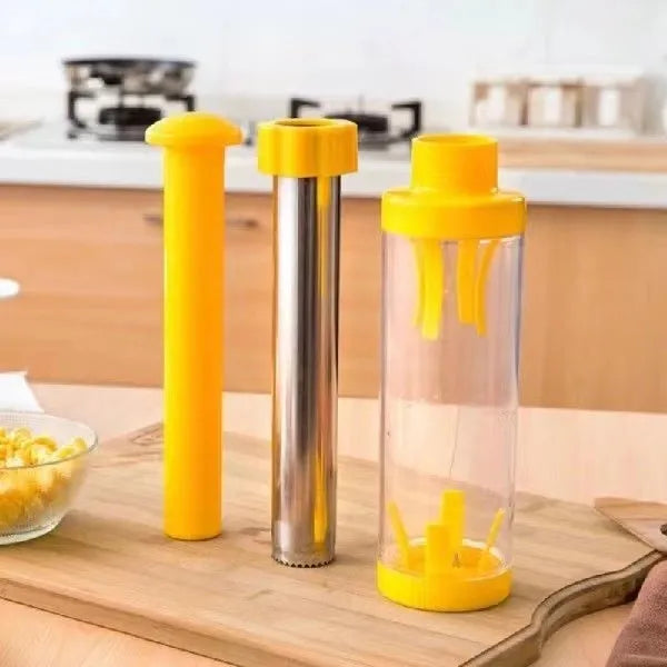 Yellow corn stripper tool with ABS plastic and stainless steel construction
