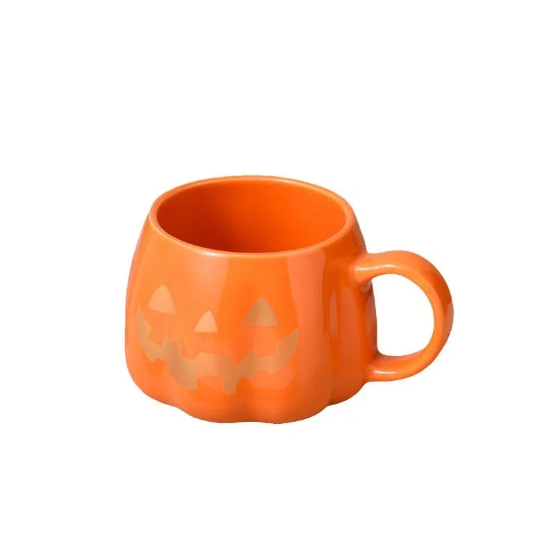 Creative Halloween Christmas office ceramic mug, bone china, 400ml, cartoon design, black expression or golden expression