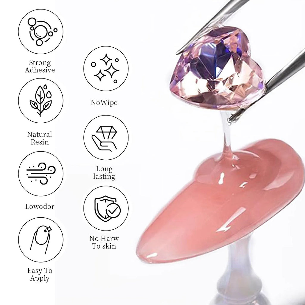 Nail art strong wash-free rhinestone sticking glue in 30g bottle with brush applicator