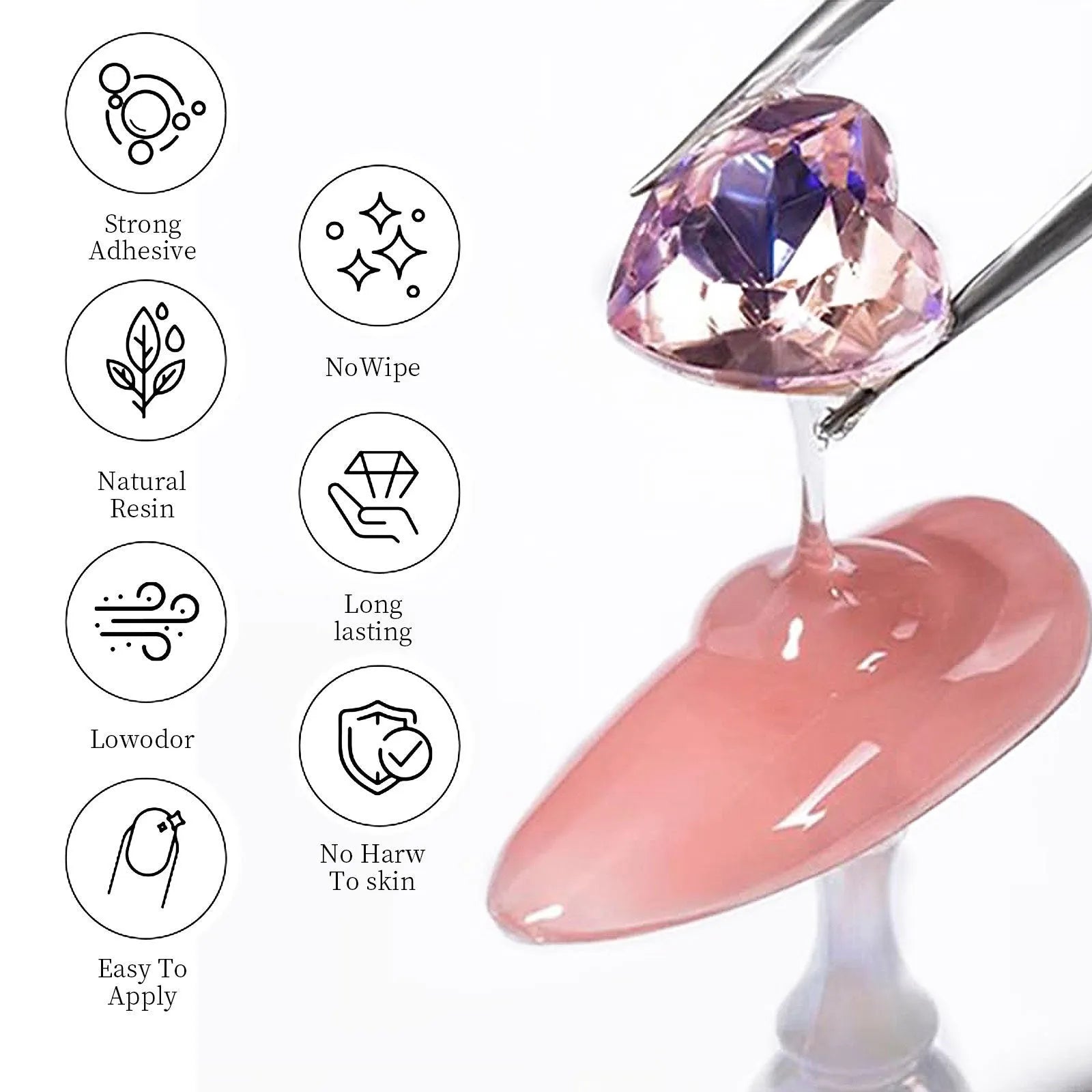 Nail art strong wash-free rhinestone sticking glue in 30g bottle with brush applicator