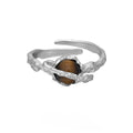 Adjustable Saturn open ring in white gold colour for women