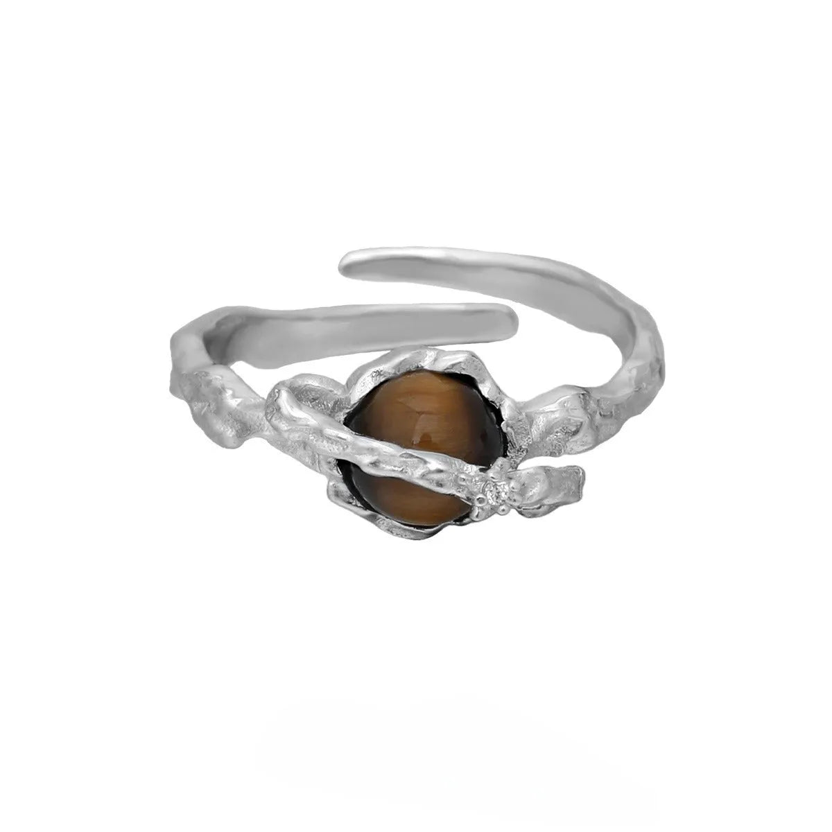 Adjustable Saturn open ring in white gold colour for women