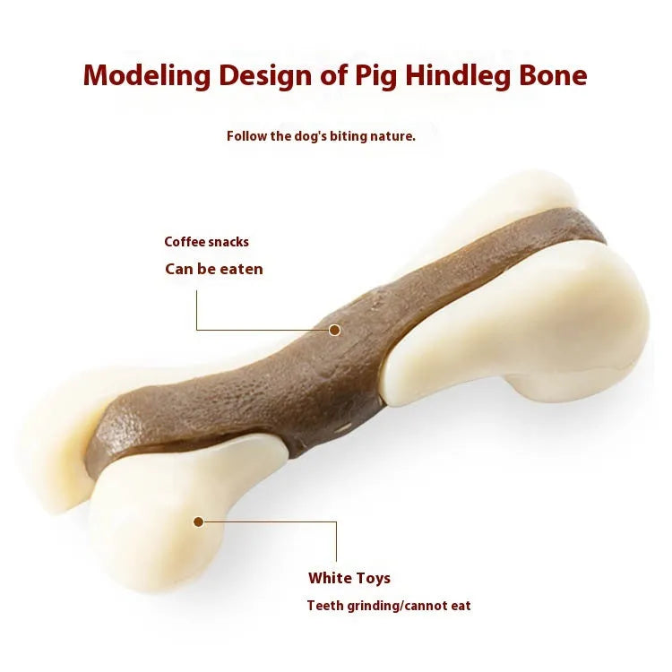 Cowhide nylon dog bone grinding rod chew toy in small and large size options