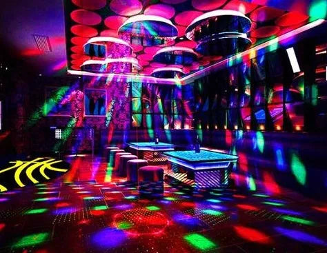Black LED laser magic fan stage lighting unit with dual laser projection and RGB LED effects
