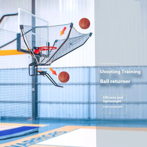 Continuous pitching automatic basketball shooting trainer with ball return function hanging from ceiling