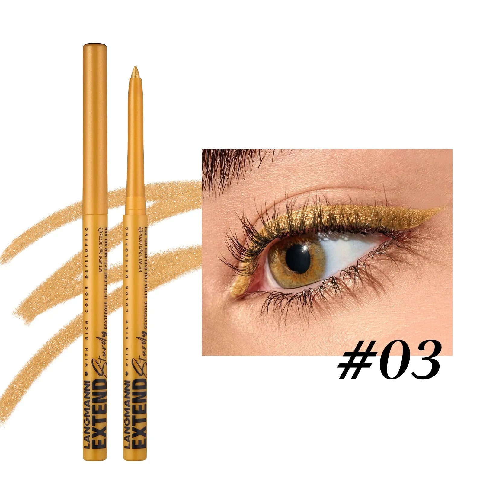12 colourful gel glitter eyeliner pencils with waterproof formula in matte metallic pearl finishes
