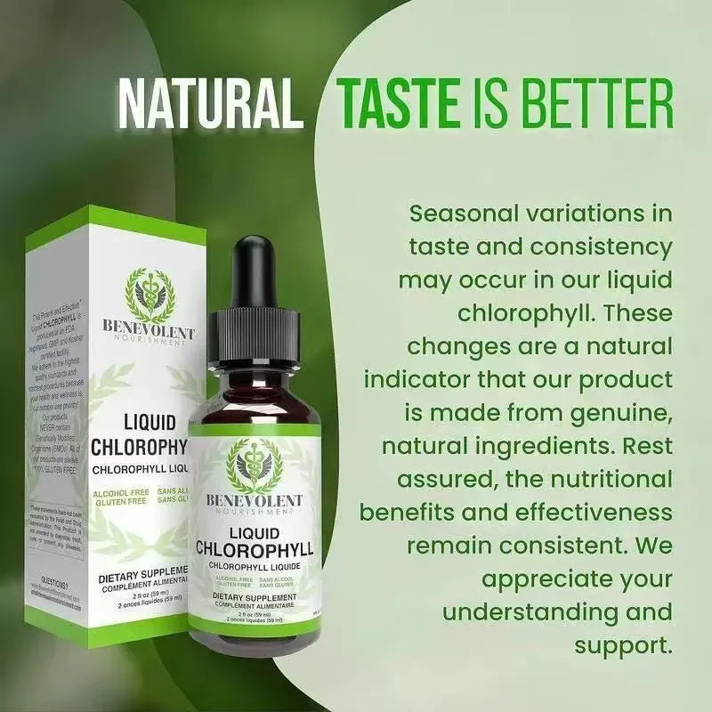 60ml bottle of natural mint-flavoured liquid chlorophyll drops with dropper for adult intestinal care