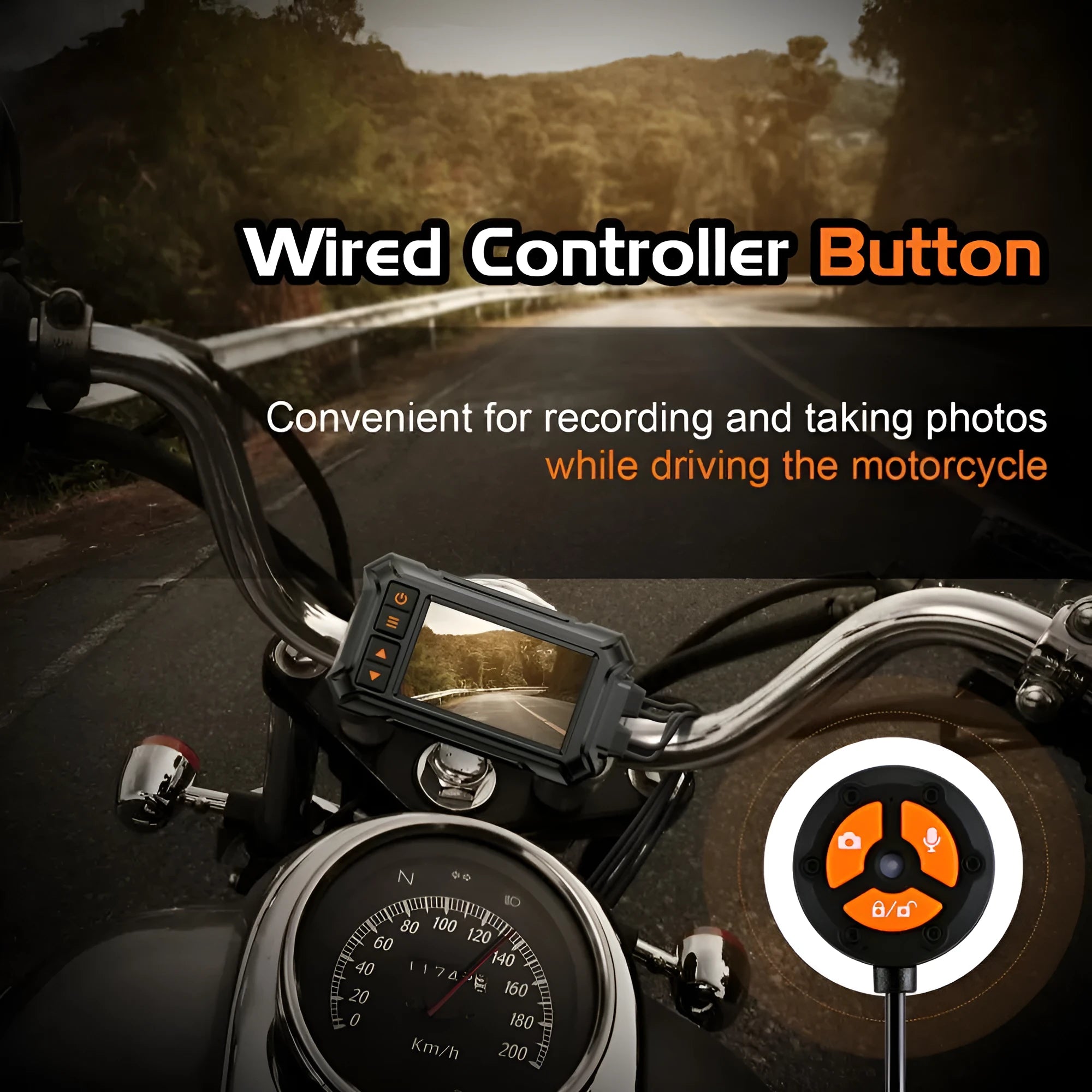 3 inch motorcycle dash cam with dual lenses and GPS module for front and rear recording