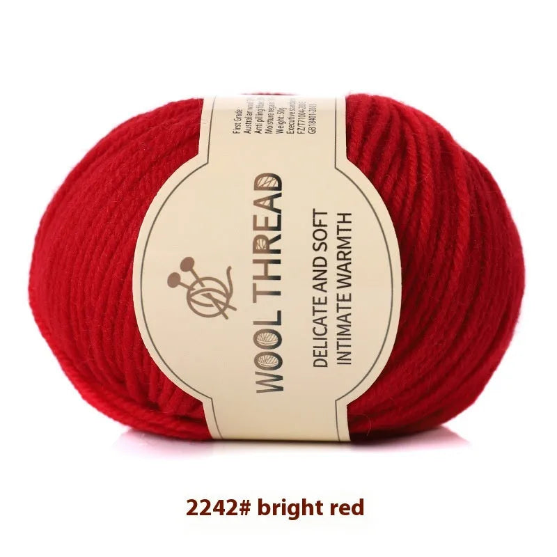 Roll of domestic wool knitting yarn for 10 needles in various colours including green, red, and blue