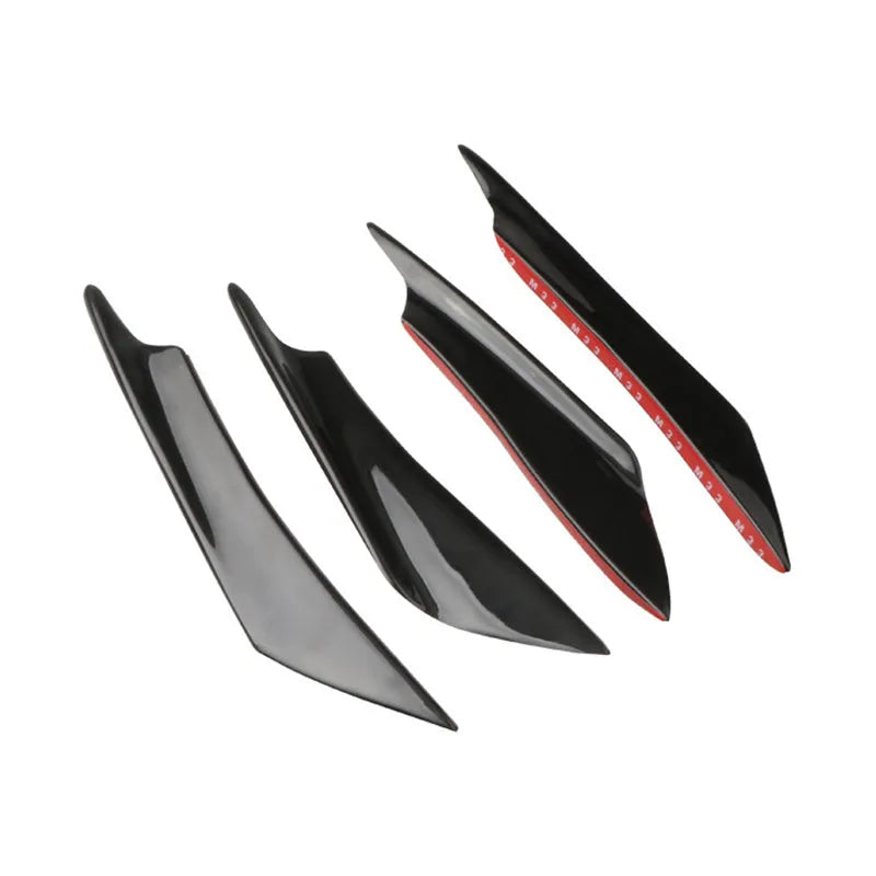 Set of four ABS plastic bumper blades for car styling in carbon fibre finish