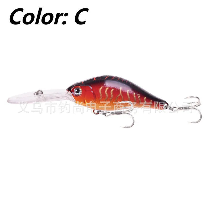 10.5cm long tongue board minnow fishing lure in assorted colours, shown with a 15g weight specification.