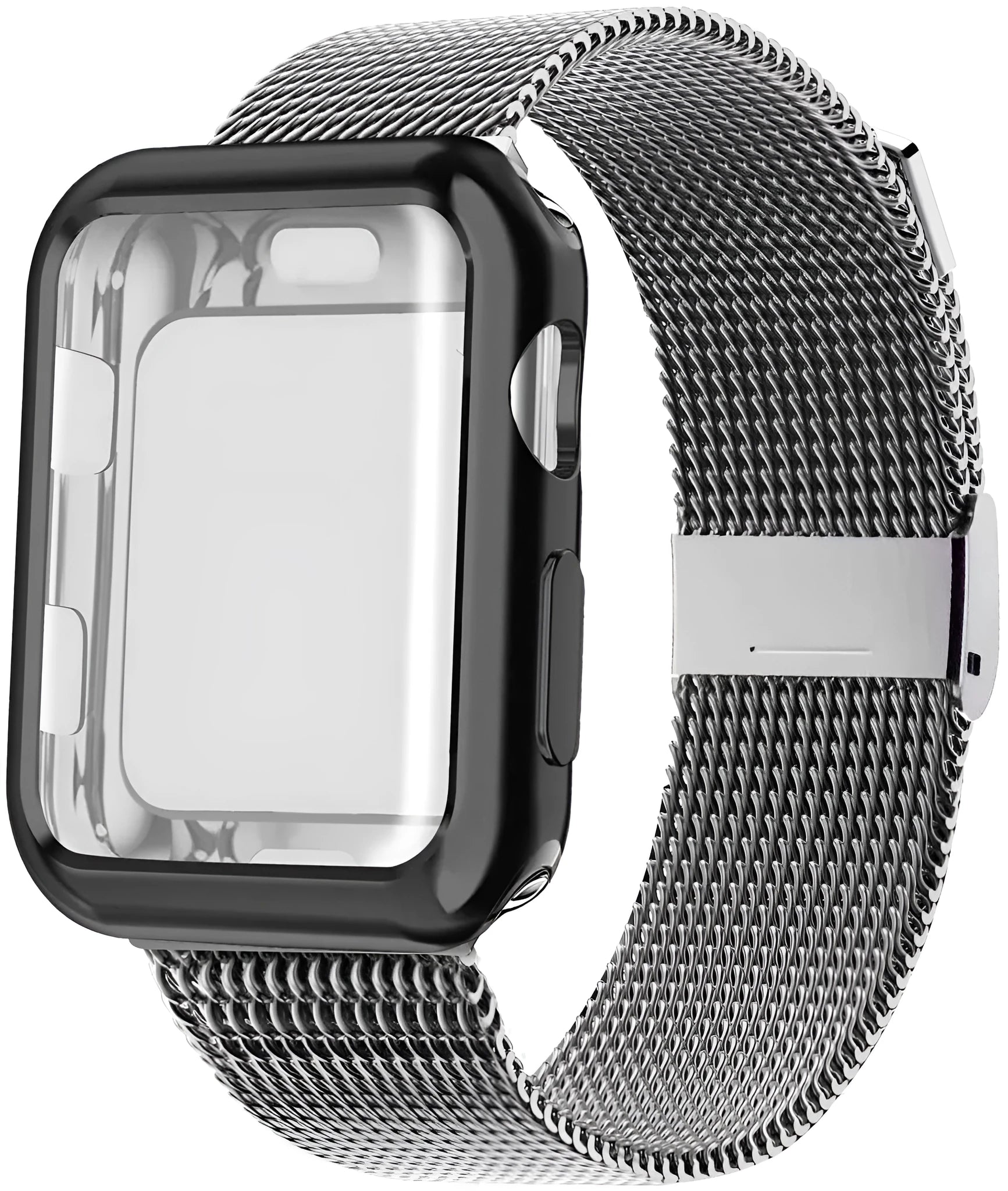 Apple Watch magnetic Milanese loop metal wristband in multiple colours with protective case.