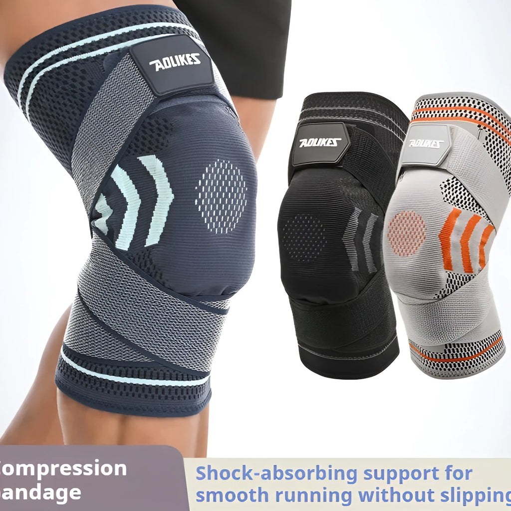 Outdoor exercise leg guard set nylon knee pads in black and gray for cycling and running