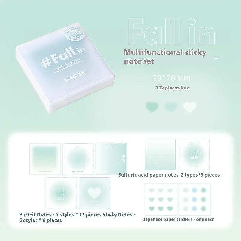 Square 70mm gradient parchment multifunctional notepad with blush cover showing interior papers