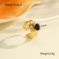 Women's geometric open ring with inlaid zircon on a stainless steel band