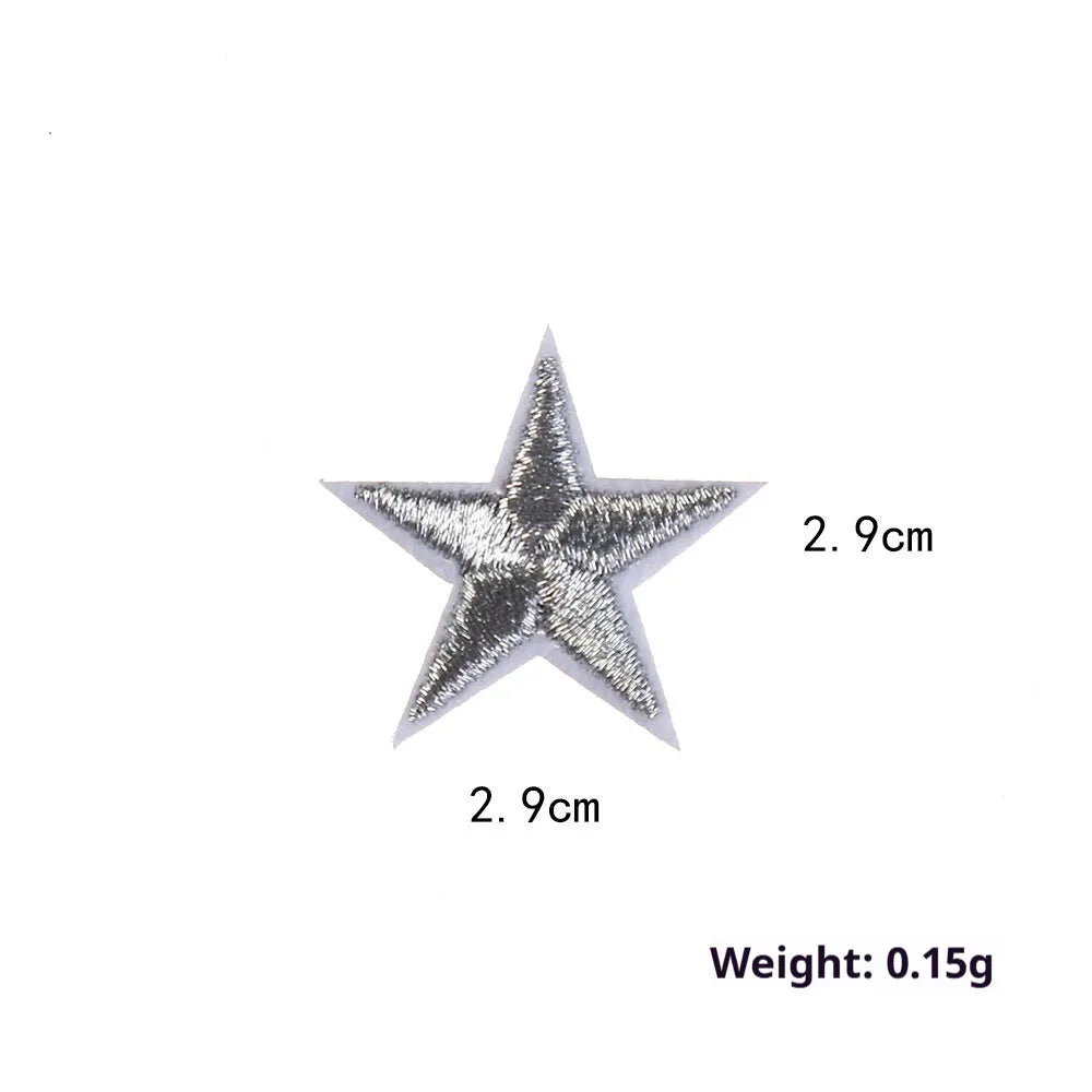 Five-pointed star embroidery label cloth stickers in assorted colours for clothing decoration