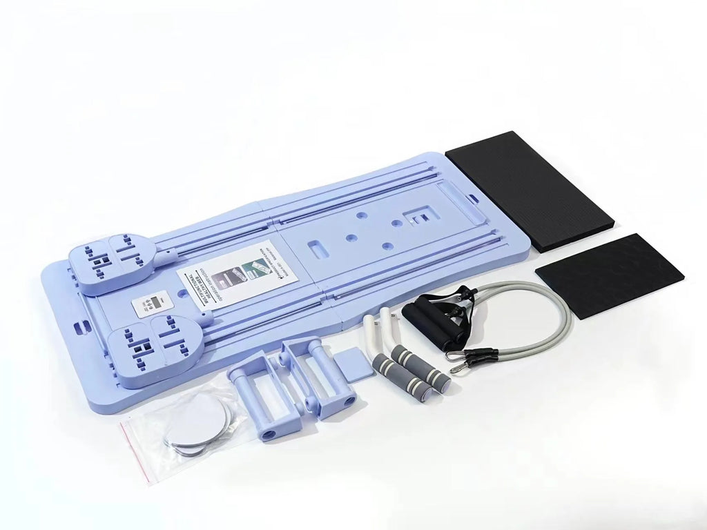 Purple foldable PP belly panel fitness board for core workouts on a floor.