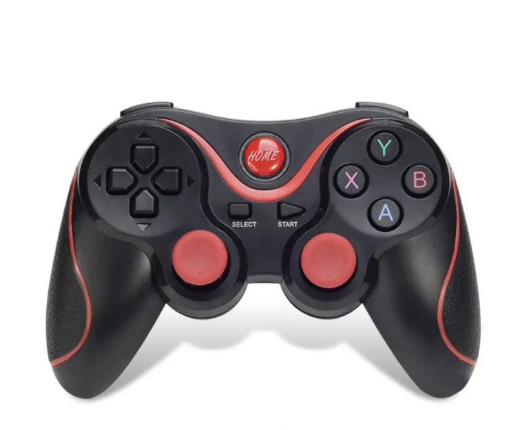 Upgraded black X3 Bluetooth wireless game controller for Android phones with attached phone clip.