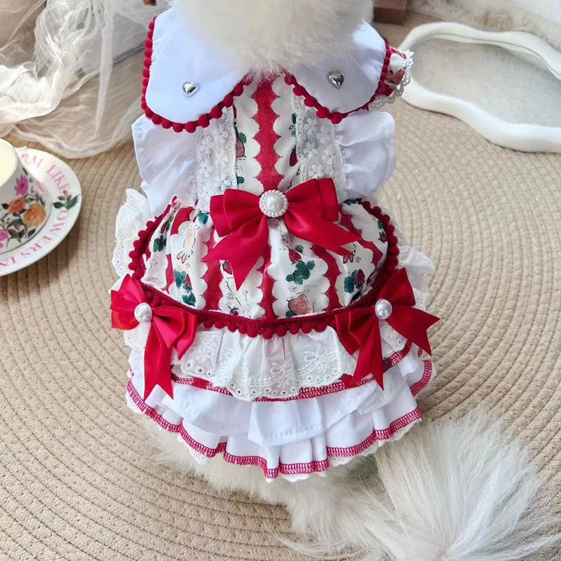 Rabbit skirt princess dog dress for small dogs in L size with 45cm chest circumference