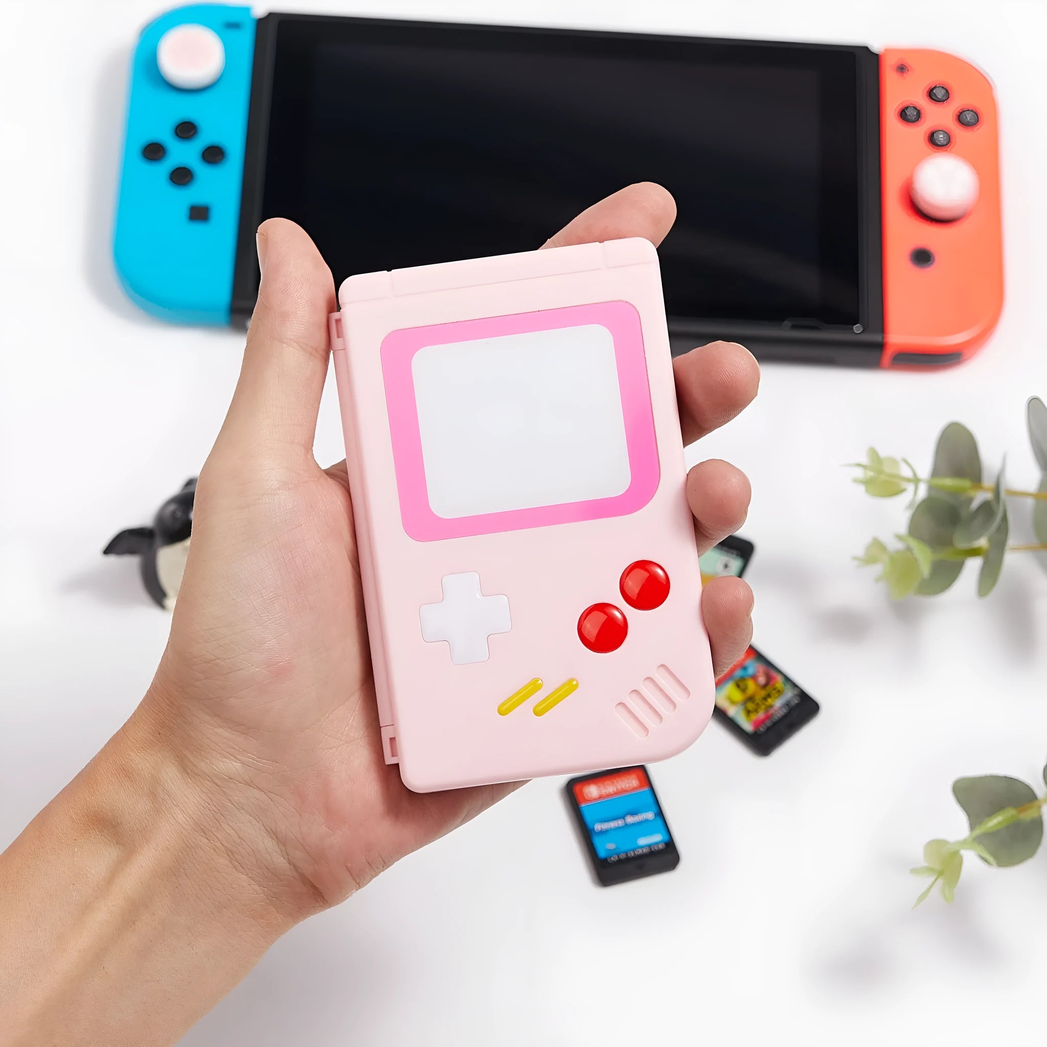 Portable Nintendo Switch game card storage box in blue, pink or white colour