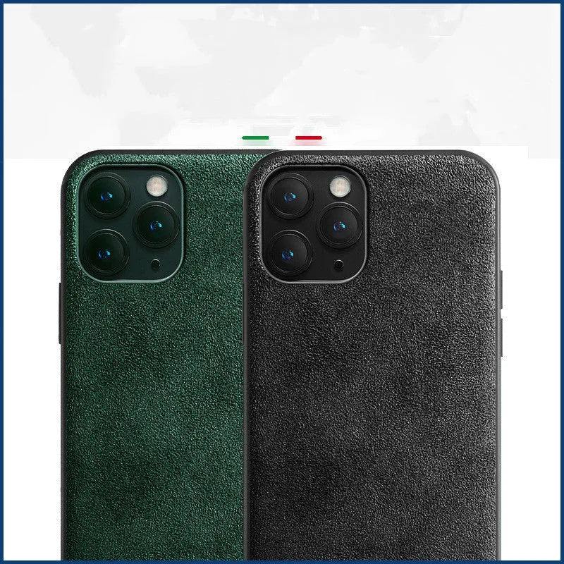 Suede iPhone case full-cover protection back cover in dark blue colour