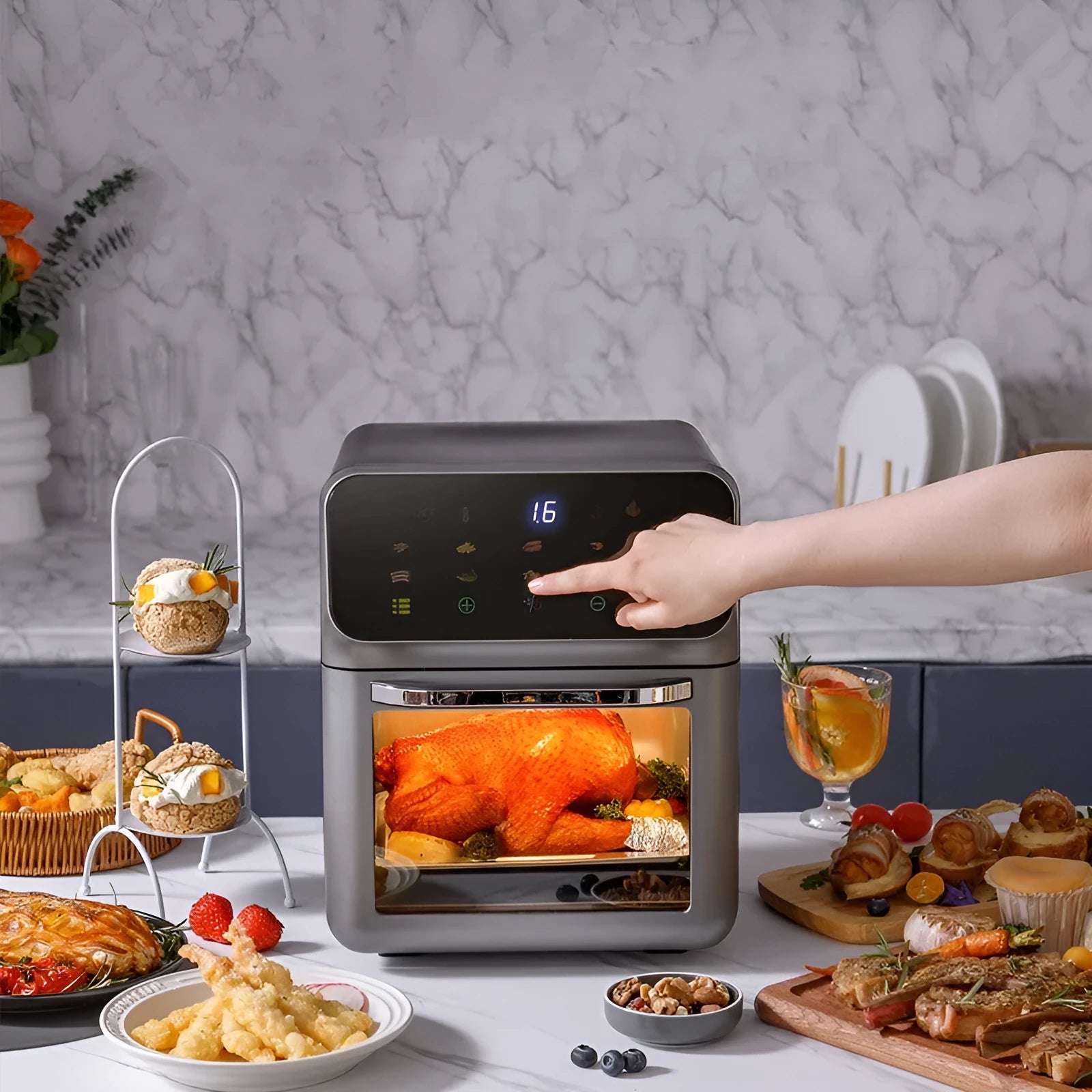 Visual Intelligent Automatic Air Fryer 6L capacity plastic body FD-1015B with EU plug