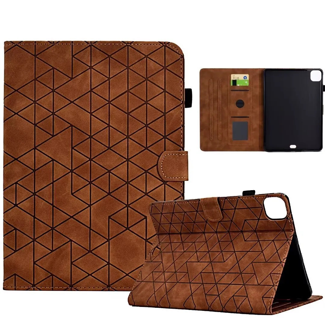 iPad leather case with diamond frosted finish and built-in card holder for iPad Pro 11