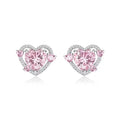 Guardian Heart stud earrings with white k gold electroplated finish on copper