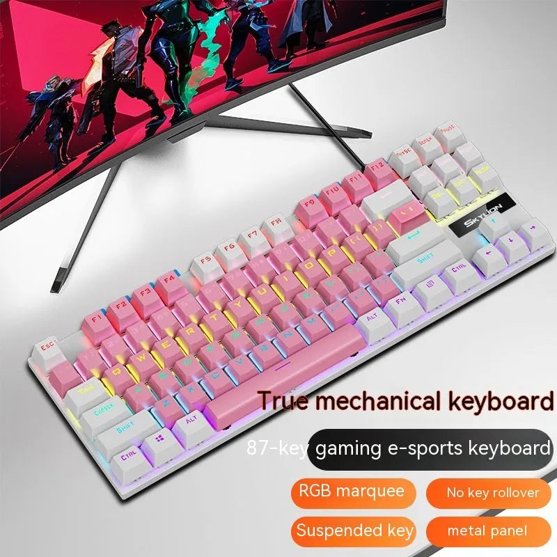 K87 mechanical keyboard in selected colour with green or red switches and metal case