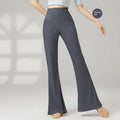 Women's solid colour polyester dance practice pants for classical training in beige, gray, khaki, purple, or black.