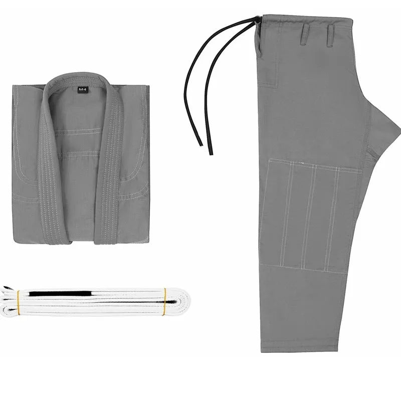 Brazilian Jiu-jitsu training clothing set in cotton blend fabric showing top and trousers