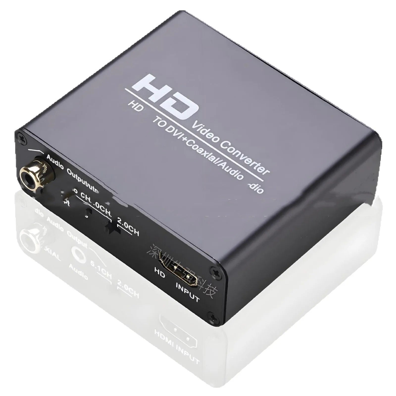 Black HDMI to DVI converter cable with 3.5mm audio output connector for monitor systems
