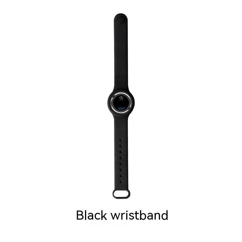 Bi-directional anti loss locator in black with silicone strap, USB charging port, and 10 metre range for children and pets
