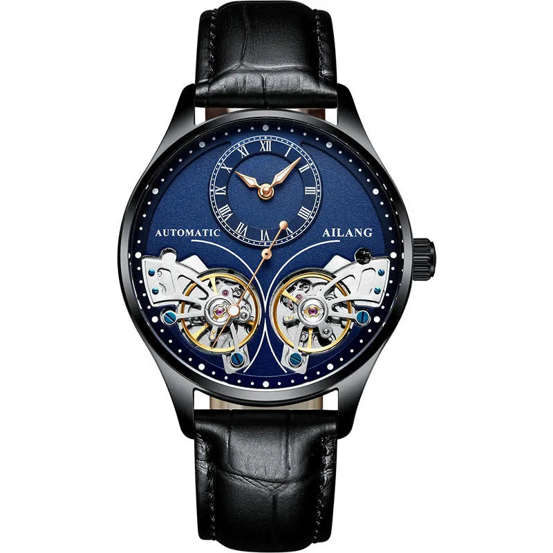 Automatic men's watch with tourbillon and moon phase complications in titanium case